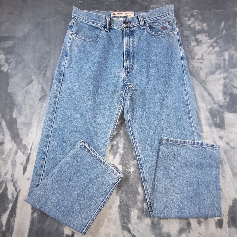Harley-Davidson Mens Traditional Fit Blue Jeans Medium Wash 33x30 Denim Pants